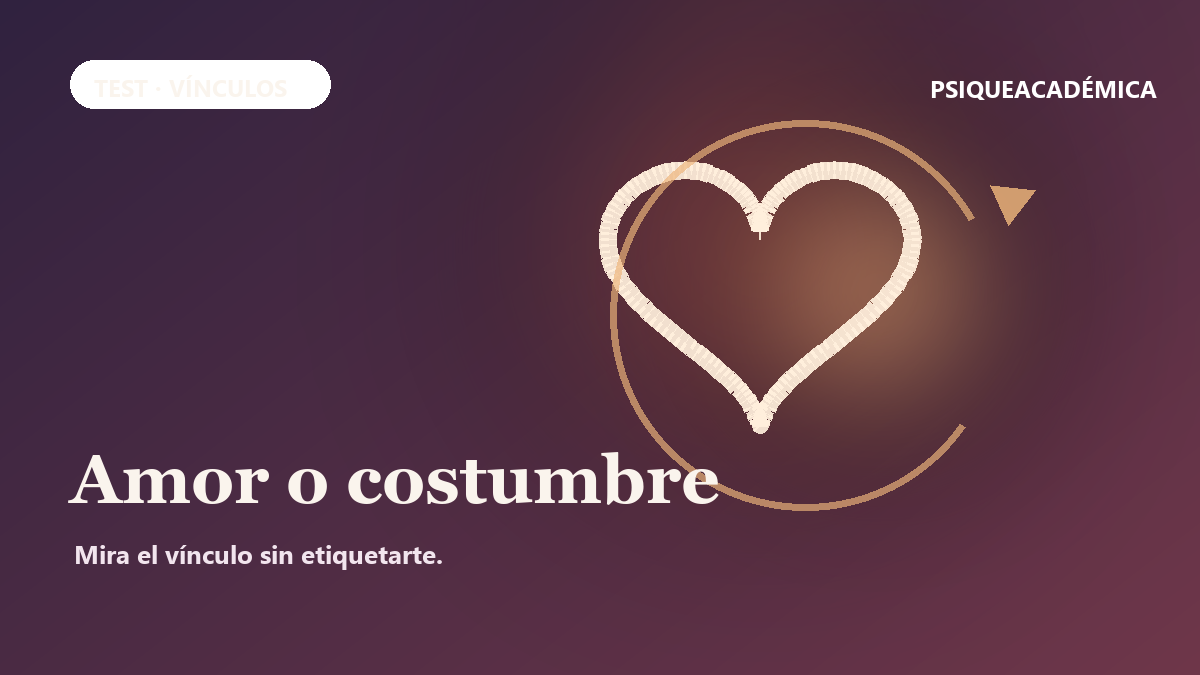 Dos trazos forman un corazón dentro de un ciclo, ilustración del test Amor o costumbre.