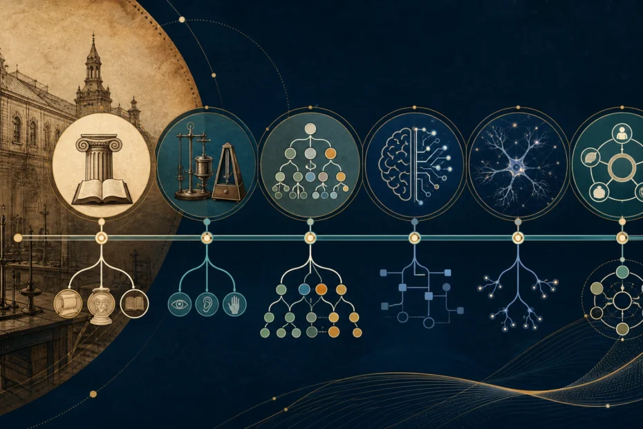 Línea de tiempo conceptual de la historia de la psicología desde Wundt hasta enfoques contemporáneos