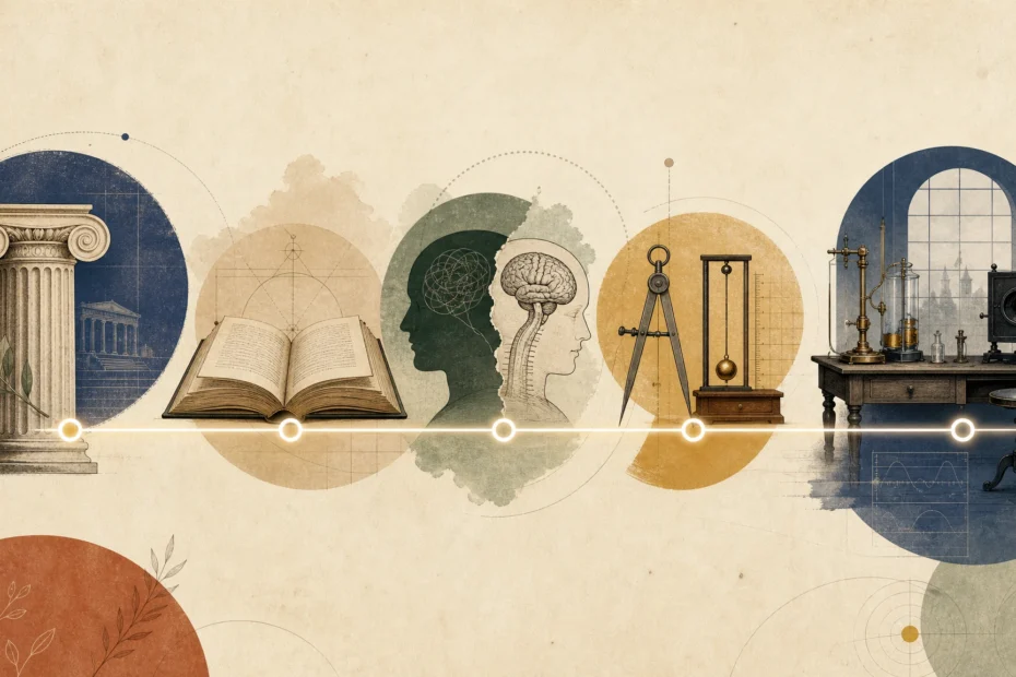 Línea histórica conceptual del origen de la psicología desde filosofía antigua hasta el laboratorio experimental de Wundt