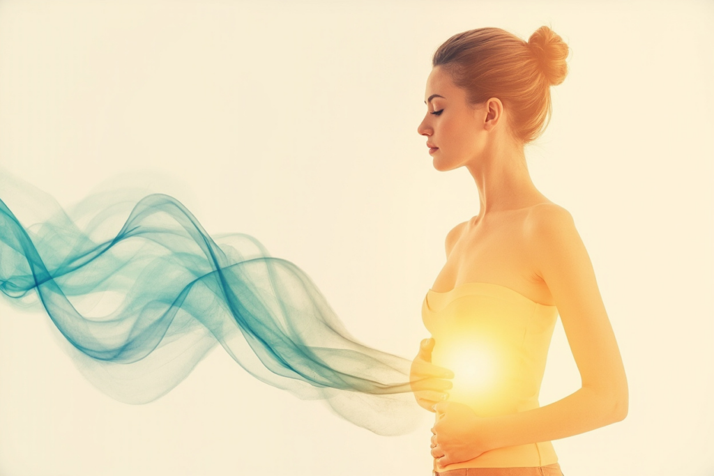 Respiración diafragmática: ilustración painterly de respiración y calma