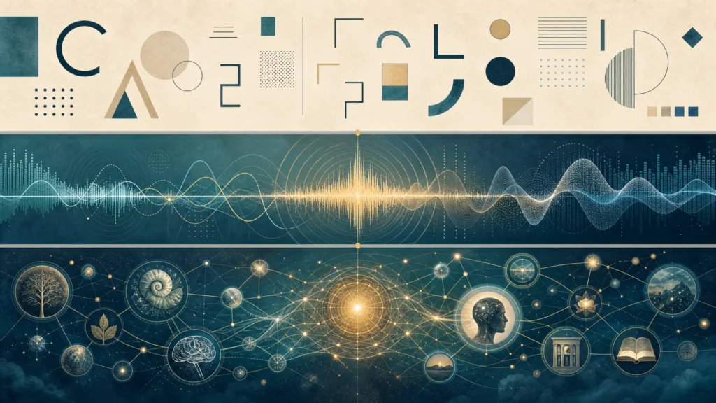 Infografía conceptual de los tres niveles de procesamiento de Craik y Lockhart: estructural, fonémico y semántico