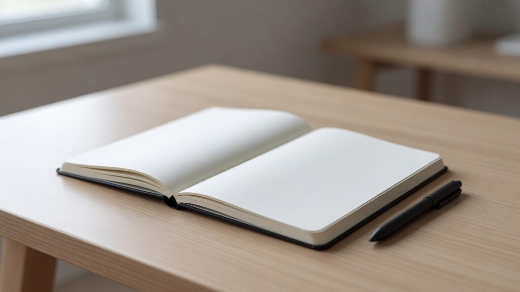 Cuaderno abierto sobre un escritorio