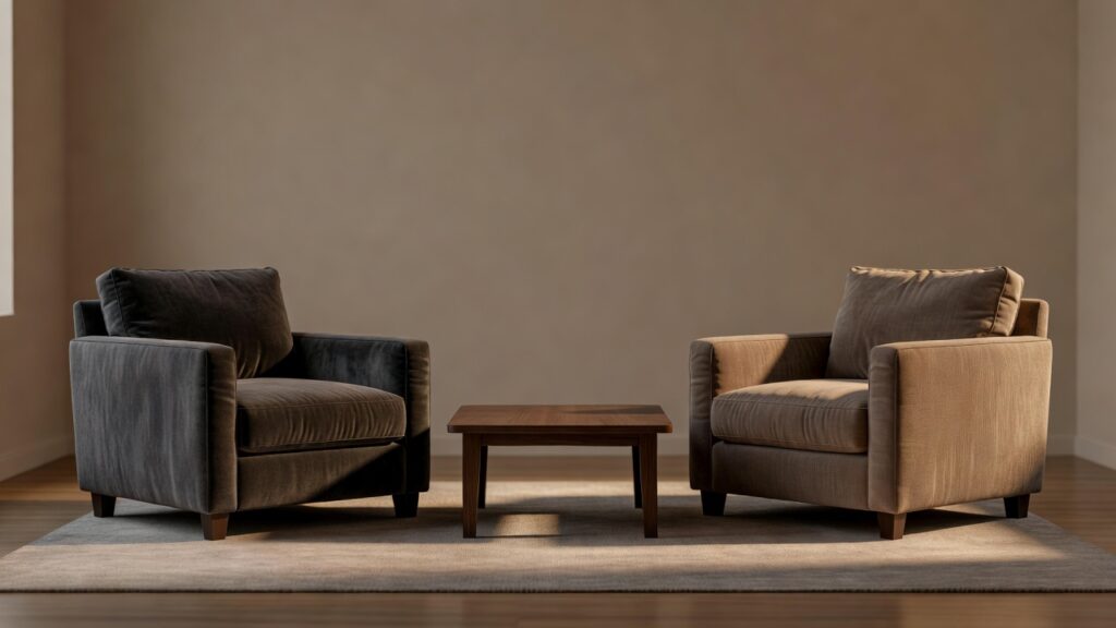 Dos sillones enfrentados en una sala tranquila