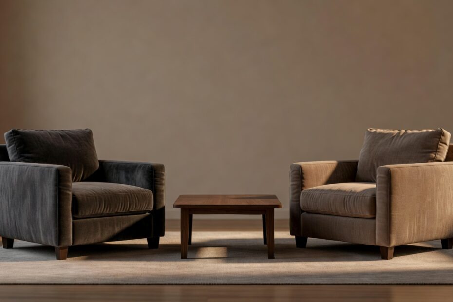 Dos sillones enfrentados en una sala tranquila