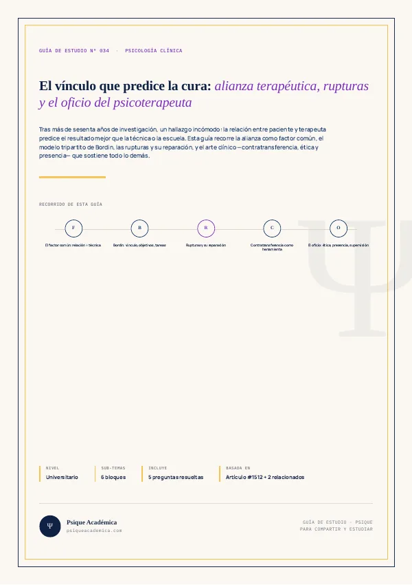 Portada de la Guía de Estudio: La Alianza Terapéutica y el Oficio del Psicoterapeuta