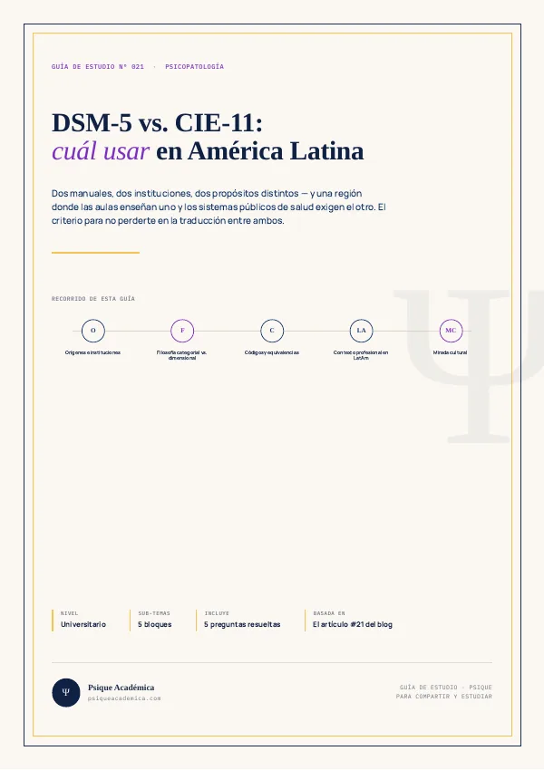 Portada de la Guía de Estudio: DSM-5 vs CIE-11: Clasificación Diagnóstica