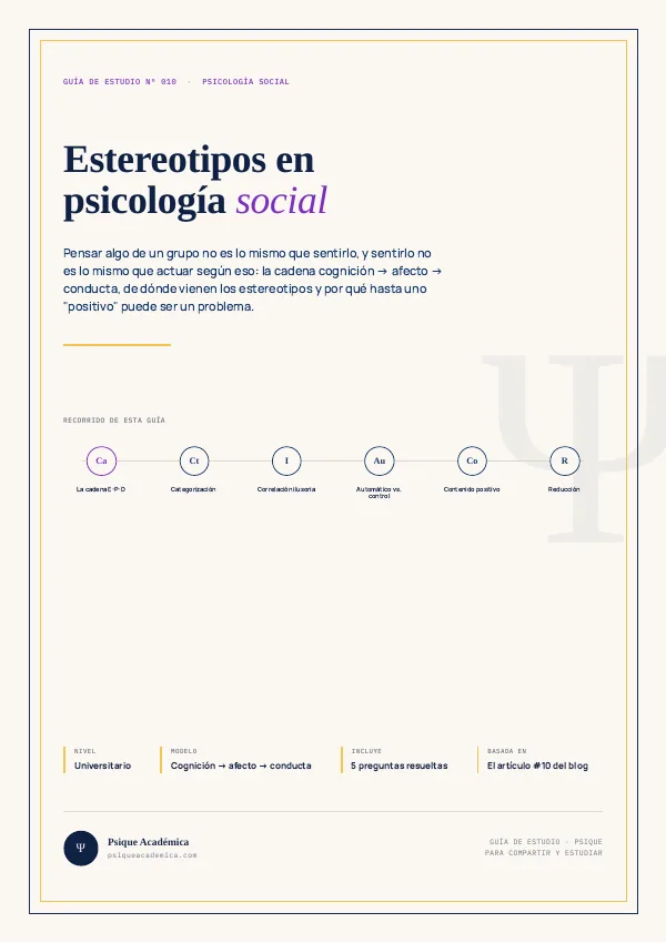 Portada de la Guía de Estudio: Estereotipos en Psicología Social