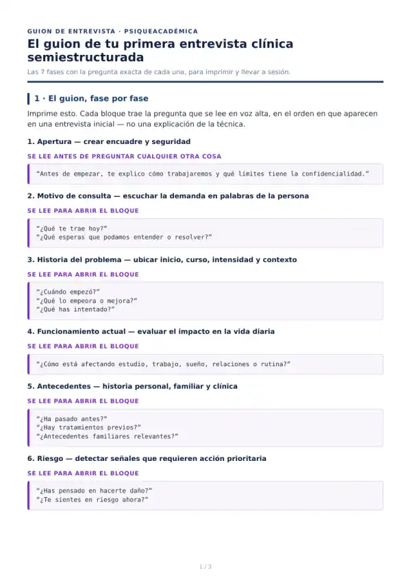 Portada de Guion de la entrevista semiestructurada