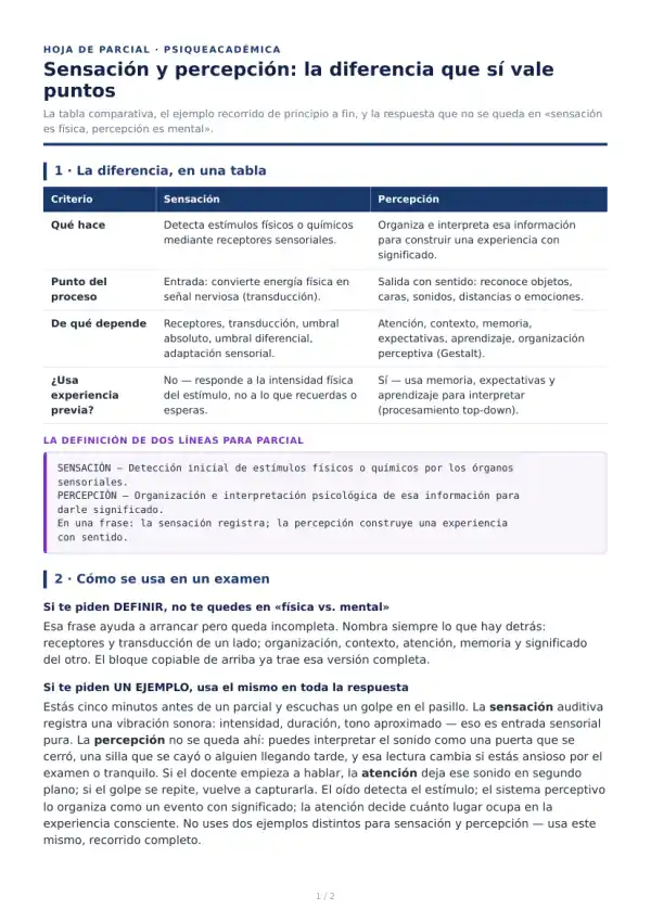Portada de Sensación y percepción: la diferencia