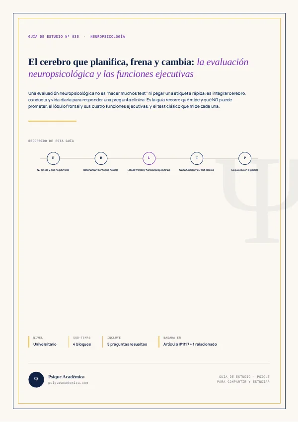 Portada de la Guía de Estudio: Neuropsicología Clínica: Evaluación y Funciones Ejecutivas