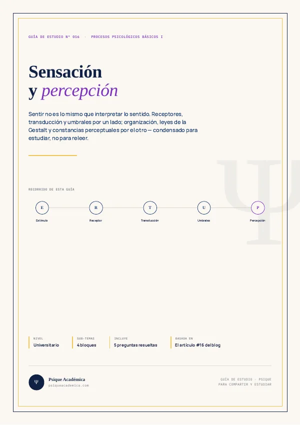 Portada de la Guía de Estudio: Sensación y Percepción