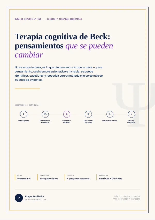 Portada de la Guía de Estudio: Terapia Cognitiva de Beck